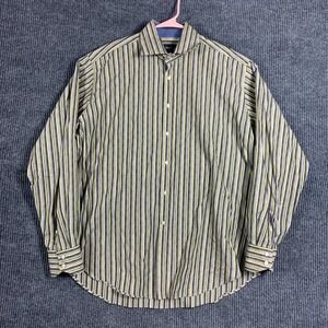 Neiman Marcus Shirt Mens Extra Large XL Yellow Striped AOP Abstract Dress Formal